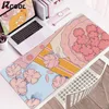 Mignon Anime rose tapis de souris ordinateur portable Surface de tapis étendue pour la souris grands claviers en caoutchouc antidérapants tapis de bureau