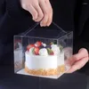 Emballage cadeau Portable Transparent boîte à gâteaux papier fond étui fourre-tout décoration support fête d'anniversaire paquet fournitures