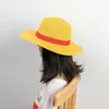 Wide Brim Hats Paper Woven Luffy Straw Hat COSPALY Anime Dress Up Parent-child Sun Protection Cap Performance Caps Wholesale