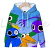 Sweatshirts 3D Game Rainbow Friends Hoodies Children Pullover Lång ärm Sweatshirts pojkar flickor huvtröja toppar streetwear barn kläder sudadera l l