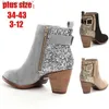 Boots New Women Boots Classic Sequins Buckled Strap Ankle Boots Vintage Martin Booties Fashion Sexy Winter Shoes Large Size with Box2047600 Z230724