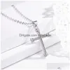 Pendant Necklaces Update Diamond Jesus Cross Necklace Crystal Row Chains For Women Men Fashion Jewelry Drop Delivery Pendants Dhzfk