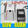 60V 40AH LiFePO4 bateria 5000W bicicleta elétrica Scooter 2000 ciclos de tempo lifepo4 3.2v