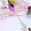 Spoons Long Handle Tooth Spoon Fork Stainless Steel Home Kitchen Dining Flatware Noodles Ice Cream Dessert Forks Cutlery Tool Drop Del Dhxrc