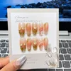 Falska naglar handgjorda korta kawaii press på nagel koreanskt återanvändbart lim med design söt artifisk akryl fullt täcktips för flickor