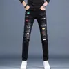 Men's Mens Jeans Style Skinny Men Trend Printed Stretch Slim Fit Denim Trousers Fashion Black Patchwork Casual Jean Pants Male 230720 L230724