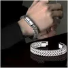 Manschette Punk Armreifen Für Männer Doppel Schicht 316L Edelstahl Curb Cuban Link Kette Armbänder Breite 10 Mm Drop Lieferung schmuck