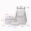 School Bags 3 Pcs Set Bag for Girls Children Backpack Schoolbags Teenage Lunchbox Child With Pencil Case Kids 2023 Black 230724
