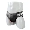 Underpants Low Waist Sexy Underwear Men Faux Leather Transparent Lace ZJH0957S