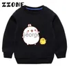 Hoodies sweatshirts çocuk hoodies çocuk molang ve piupiu karikatür tavşan sweatshirtler bebek pamuk kazak üstleri kızlar erkekler sonbahar clothkyt5217 j230724