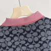Herrenhemd Damen AOP Polo New Contrast Stripe Kurzarm-T-Shirt Summercoach Tasche Umhängetasche