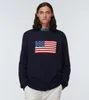 Designer us Pull à tricoter pour hommes polos 2023 hiver bleu marine Drapeau des États-Unis col rond en coton lâche pull décontracté de mode rétro