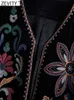 Giacche da donna Zevity Women Vintage Flower Embroidery Cappotto corto stile nazionale Ladies Retro Open Stitching Giacca casual in velluto Top CT100 L230724