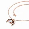 Gran oferta de collar con colgante de piedra lunar de media luna de plata de ley S925 para mujer, joyería exquisita de lujo versátil a la moda para mujer