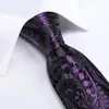 Noeuds papillon De Luxe Violet Paisley Soie Pour Hommes 8 cm Largeur 150 cm Longueur Affaires De Mariage Cravate Ensemble Mouchoir Boutons De Manchette En Gros