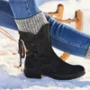 Botas femininas botas 2020 inverno quente até meados da panturrilha vintage com cadarço senhoras malha de neve retalhos com zíper sapatos femininos casuais1 Z230724