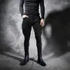 Pantaloni da uomo Stretch Piedi sottili Pantaloni neri Calzoni Parrucchiere Uomo Ropa De Hombre Abbigliamento Streetwear