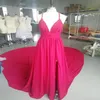 Prom Dress Chiffon Aline Homecoming Spaghetti Straps Party with Long Train and sexy Split Custom Made Wear276V