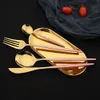 24st Mirror Rainbow Neries Set Stainless Steel Cutlery Knife Fork Spoon Silverware Party Bar Flatware Set Western Tableware L230704