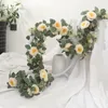 Dekorativa blommor Hem Simulering Vine Fake Rose Rattan El Shopping Mall Decoration Artificial Flower Pink Tea Roses Vines