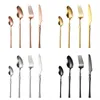 16pcs Couverts Set Vaisselle Fourchettes Couteaux Cuillères Passe Au Lave-Vaisselle Or Acier Inoxydable Western Vaisselle Argenterie Cadeau De Mariage L230704