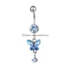 Navel Bell Button Rings Fashion Charm Butterfly Belly Body Piercing Jewelry Dangle Accessories Drop Delivery Dhgj3