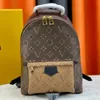 Luxury Womens Designer Bag ryggsäck Louiseits Monogram äkta läder retro kontrast Mini School bokväskor viutonits casual dragkedja crossbody väska hög kvalitet