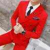 Kurtki spodnie stały kolor podwójnie piersi garnitur ślubny garnitury męskie ubieranie garnituru przyjęcia kolacja kombinezonu Formalne działalność C10279x