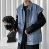 Hommes Gilets Denim Débardeur Veste Sans Manches Mode Décontractée Grande Taille Classique Bleu Gris Gilet Vintage Coréen