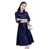 Casual Kleider Kleid Vestidos Feminine Jeans Herbst Dame 3/4 Denim 2023 Elegante A-linie Hülse Mid-länge frauen Frühling koreanisch