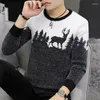 Men's Sweaters Printed Mens Sweater Daily Knitwear Casual Fashion Tops Long Sleeves Men Clothing Youthful Autumn And Winter Pullover Round