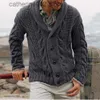 Maglioni maschili uomini a scialle di sciallone cardigan maglione abbottonato cavo cavo a cavallo a maglia colore solido fai -da -te t230724