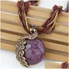 Pendant Necklaces Boho Round Crystal Woven Rice Bead String Sweater Necklace Temperament Ladies Fashion Gift Drop Delivery Jewelry Pendants