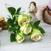 Dekorative Blumen, 5 Stück, einzelner Zweig, 4 Köpfe, Rosenknospen, Fake für Heimdekoration, Pografie-Requisiten, Hochzeit, Blumenwand, Rosenkranz