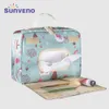 おむつバッグSunveno Baby Maternityバッグ使い捨ての再利用可能なファッションプリントウェットドライ2サイズ230724