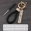 Keychains Lanyards Crystal Antilost Luxury Leather Keychain Women Män Buckle Car Key Ring Chain Holder Telefonnummer TAG KEYFOB JEWELY J230724