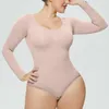 Monos sexys moldeadores para mujer, ropa moldeadora de una pieza de manga larga sin costuras para mujer, moldeador de cuerpo sin mangas con Control de barriga