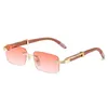 Lunettes de soleil lunettes de soleil sans cadre tendance hommes mode cadre carré bois printemps jambes unisexe marée Anti-lumière bleue plat