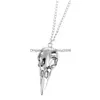 Pendant Necklaces Vintage Stereo Crow Head Skl Hip Hop Skeleton Metal Necklace For Women Men Jewelry Drop Delivery Pendants Dhzce