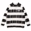 Men's Sweaters Hip Hop Striped Patchwork Knitted Mens Fashion Harajuku Distressed Jumpers Streetwear Casual Loose Y2K Pullover Couples