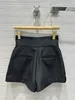 Fashion High Waist Triangle Zipper Pocket Design Black Women's Shorts