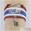 Braccialetti con ciondoli Infinity Love Hillary Flag Charms Braccialetti con treccia in pelle Bracciale avvolgente Regali per uomo Donna Gioielli moda Drop Deliver Dho6C