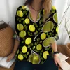 Women's Blouses Harajuku Style Shirt Spring And Autumn High -quality Female Fashion Button Tennis 3D Printed Long -sleeved