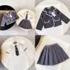 girls dress girl skirt baby clothes Long sleeved 4 pieces sets Kid designer formal dresses fasion buttons top brand spring Autumn Winter
