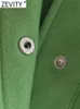 Damenjacken Zevity Frauen Mode Feste Grüne Farbe Weiche Freizeithemd Mantel Weibliche Doppeltaschen Patch Outwear Knöpfe Jacke Tops CT498 L230724