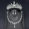 Collier boucles d'oreilles ensemble mariée luxe couronne 3 pièces cristal artificiel doux anniversaire
