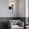 벽 램프 빈티지 로프트 싱글 헤드 유리 공 램프 검은 침대 옆 침실 계단 통로 E27 Edison Bulb Sconce