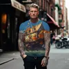 Erkek Tişörtleri Fashion Street -shirt Fantasy House 3D Baskı Klasik Yuvarlak Boyun Gevşek Kısa Kısa Kısa Kısa