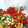 Decorative Flowers Christmas Decoration Artificial Berries Red Berry Stamen Flower Bouquet For Wedding Party Home Decor Fake Plants DIY Xmas