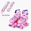 Pattini a rotelle in linea Bambini Rosa Blu Pattinaggio in linea due in uno antiscivolo Pattini a rotelle per esterni a doppia fila Patins con 4 ruote per ragazze dei ragazzi HKD230720